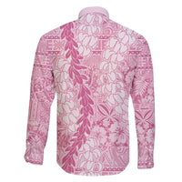 Pink Puakenikeni and Maile Lei Family Matching Off The Shoulder Long Sleeve Dress and Hawaiian Shirt Hawaiian Style Tribal Tapa Double Strand Lei