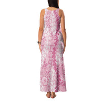 Pink Puakenikeni and Maile Lei Family Matching Tank Maxi Dress and Hawaiian Shirt Hawaiian Style Tribal Tapa Double Strand Lei