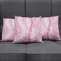 Pink Puakenikeni and Maile Lei Pillow Cover Hawaiian Style Tribal Tapa Double Strand Lei - Polynesian Pride