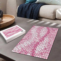Pink Puakenikeni and Maile Lei Puzzle Hawaiian Style Tribal Tapa Double Strand Lei LT9 - Polynesian Pride
