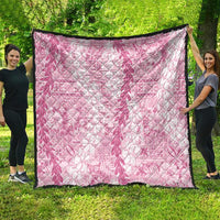 Pink Puakenikeni and Maile Lei Quilt Hawaiian Style Tribal Tapa Double Strand Lei