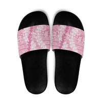 Pink Puakenikeni and Maile Lei Slide Sandals Hawaiian Style Tribal Tapa Double Strand Lei - Polynesian Pride