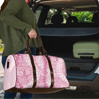Pink Puakenikeni and Maile Lei Travel Bag Hawaiian Style Tribal Tapa Double Strand Lei - Polynesian Pride