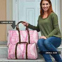 Pink Puakenikeni and Maile Lei Travel Bag Hawaiian Style Tribal Tapa Double Strand Lei - Polynesian Pride