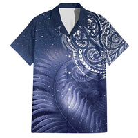 New Zealand Galaxy Fern Family Matching Short Sleeve Bodycon Dress and Hawaiian Shirt