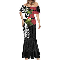 New Zealand Kakapo Christmas Mermaid Dress Meri Kirihimete Pohutukawa Flowers