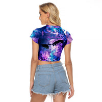 I Love You In Every Universe Personalised Raglan Cropped T Shirt Polynesian Pattern Galaxy Style LT9 - Polynesian Pride