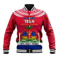 Haiti Independence Day Baseball Jacket Libete Egalite Fratenite Ayiti 1804 With Polynesian Pattern LT9 Unisex Red - Polynesian Pride