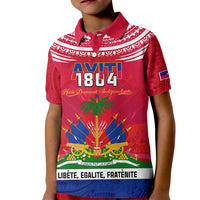 Haiti Independence Day Kid Polo Shirt Libete Egalite Fratenite Ayiti 1804 With Polynesian Pattern LT9 Kid Red - Polynesian Pride