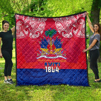 Haiti Independence Day Quilt Libete Egalite Fratenite Ayiti 1804 With Polynesian Pattern LT9 - Polynesian Pride