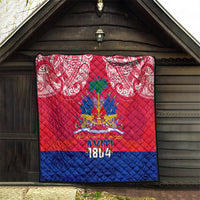 Haiti Independence Day Quilt Libete Egalite Fratenite Ayiti 1804 With Polynesian Pattern LT9 - Polynesian Pride