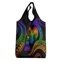 Personalised Its In My DNA Valentine Day Grocery Bag Fingerprint Heart with Color Pride Flag LT9 - Polynesian Pride