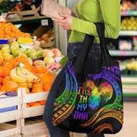Personalised Its In My DNA Valentine Day Grocery Bag Fingerprint Heart with Color Pride Flag LT9 - Polynesian Pride