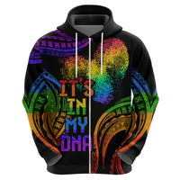 Personalised Its In My DNA Valentine Day Zip Hoodie Fingerprint Heart with Color Pride Flag LT9 - Polynesian Pride
