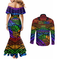 New Zealand LGBT Fern Heart Couples Matching Mermaid Dress and Long Sleeve Button Shirt Dont judge What You Dont Understand LT9 - Polynesian Pride