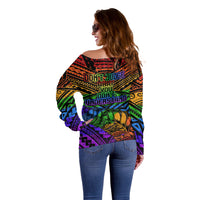 New Zealand LGBT Fern Heart Off Shoulder Sweater Dont judge What You Dont Understand LT9 - Polynesian Pride