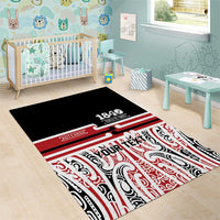 Personalised Toitu Te Tiriti Aotearoa 1840 Area Rug Red Kowhaiwhai Puhoro LT9 - Polynesian Pride