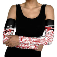 Personalised Toitu Te Tiriti Aotearoa 1840 Arm Sleeves Red Kowhaiwhai Puhoro LT9 - Polynesian Pride