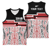 Personalised Toitu Te Tiriti Aotearoa 1840 Basketball Jersey Red Kowhaiwhai Puhoro LT9 - Polynesian Pride