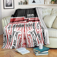 Personalised Toitu Te Tiriti Aotearoa 1840 Blanket Red Kowhaiwhai Puhoro LT9 Black - Polynesian Pride