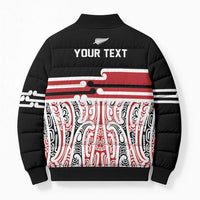 Personalised Toitu Te Tiriti Aotearoa 1840 Bomber Puffer Jacket Red Kowhaiwhai Puhoro LT9 - Polynesian Pride
