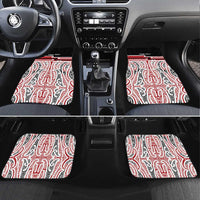 Personalised Toitu Te Tiriti Aotearoa 1840 Car Mats Red Kowhaiwhai Puhoro LT9 Set 4pcs Black - Polynesian Pride