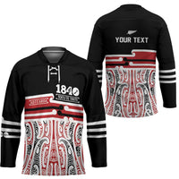 Personalised Toitu Te Tiriti Aotearoa 1840 Hockey Jersey Red Kowhaiwhai Puhoro - Polynesian Pride