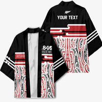 Personalised Toitu Te Tiriti Aotearoa 1840 Kimono Red Kowhaiwhai Puhoro LT9 - Polynesian Pride