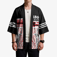 Personalised Toitu Te Tiriti Aotearoa 1840 Kimono Red Kowhaiwhai Puhoro LT9 - Polynesian Pride