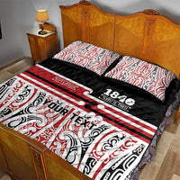 Personalised Toitu Te Tiriti Aotearoa 1840 Quilt Bed Set Red Kowhaiwhai Puhoro - Polynesian Pride