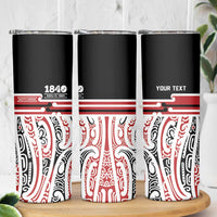 Personalised Toitu Te Tiriti Aotearoa 1840 Skinny Tumbler Red Kowhaiwhai Puhoro - Polynesian Pride