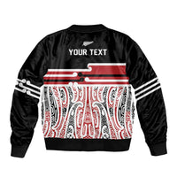 Personalised Toitu Te Tiriti Aotearoa 1840 Sleeve Zip Bomber Jacket Red Kowhaiwhai Puhoro - Polynesian Pride