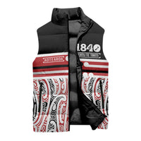 Personalised Toitu Te Tiriti Aotearoa 1840 Sleeveless Puffer Jacket Red Kowhaiwhai Puhoro LT9 - Polynesian Pride