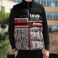 Personalised Toitu Te Tiriti Aotearoa 1840 Sleeveless Puffer Jacket Red Kowhaiwhai Puhoro LT9 - Polynesian Pride