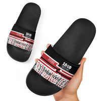 Personalised Toitu Te Tiriti Aotearoa 1840 Slide Sandals Red Kowhaiwhai Puhoro LT9 - Polynesian Pride