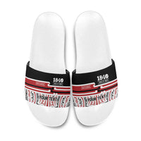 Personalised Toitu Te Tiriti Aotearoa 1840 Slide Sandals Red Kowhaiwhai Puhoro LT9 Black - Polynesian Pride