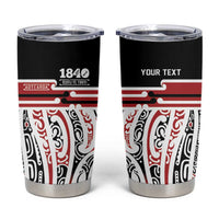 Personalised Toitu Te Tiriti Aotearoa 1840 Tumbler Cup Red Kowhaiwhai Puhoro LT9 Black - Polynesian Pride