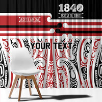 Personalised Toitu Te Tiriti Aotearoa 1840 Window Curtain Red Kowhaiwhai Puhoro LT9 - Polynesian Pride