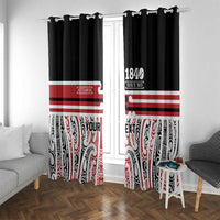 Personalised Toitu Te Tiriti Aotearoa 1840 Window Curtain Red Kowhaiwhai Puhoro LT9 With Grommets Black - Polynesian Pride