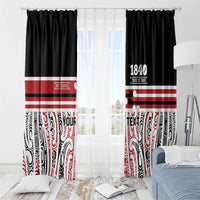 Personalised Toitu Te Tiriti Aotearoa 1840 Window Curtain Red Kowhaiwhai Puhoro LT9 - Polynesian Pride