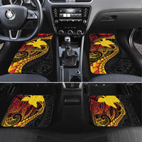 Papua New Guinea Tribal Tattoo Car Mats 50th Independence Anniversary LT9 Set 4pcs Black - Polynesian Pride
