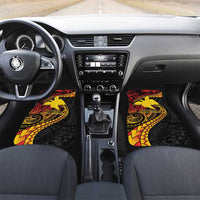 Papua New Guinea Tribal Tattoo Car Mats 50th Independence Anniversary LT9 Set 2pcs - Front Black - Polynesian Pride