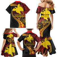 Papua New Guinea Tribal Tattoo Family Matching Mermaid Dress and Hawaiian Shirt 50th Independence Anniversary