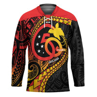 Papua New Guinea Tribal Tattoo Hockey Jersey 50th Independence Anniversary LT9 Unisex Black - Polynesian Pride