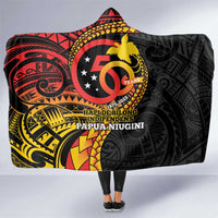 Papua New Guinea Tribal Tattoo Hooded Blanket 50th Independence Anniversary LT9 One Size Black - Polynesian Pride