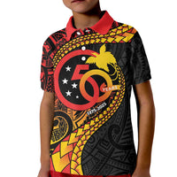 Papua New Guinea Tribal Tattoo Kid Polo Shirt 50th Independence Anniversary