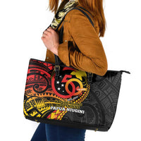 Papua New Guinea Tribal Tattoo Leather Tote Bag 50th Independence Anniversary