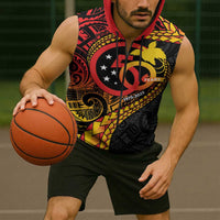 Papua New Guinea Tribal Tattoo Sleeveless Zip Hoodie 50th Independence Anniversary LT9 - Polynesian Pride