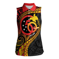 Papua New Guinea Tribal Tattoo Women Sleeveless Polo Shirt 50th Independence Anniversary