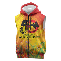 Papua New Guinea Unity in Diversity Sleeveless Zip Hoodie 50th Indipendens Papua Niugini LT9 Gold - Polynesian Pride